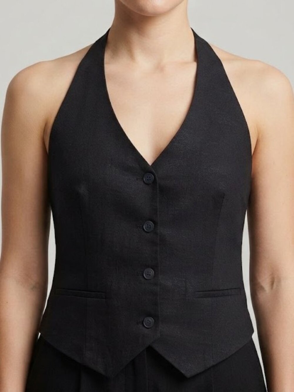 GAP Black Halter Button-Front Tank Vest